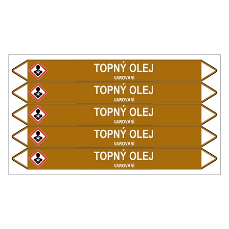 Značení potrubí, topný olej,5 ks, 150 × 12 mm